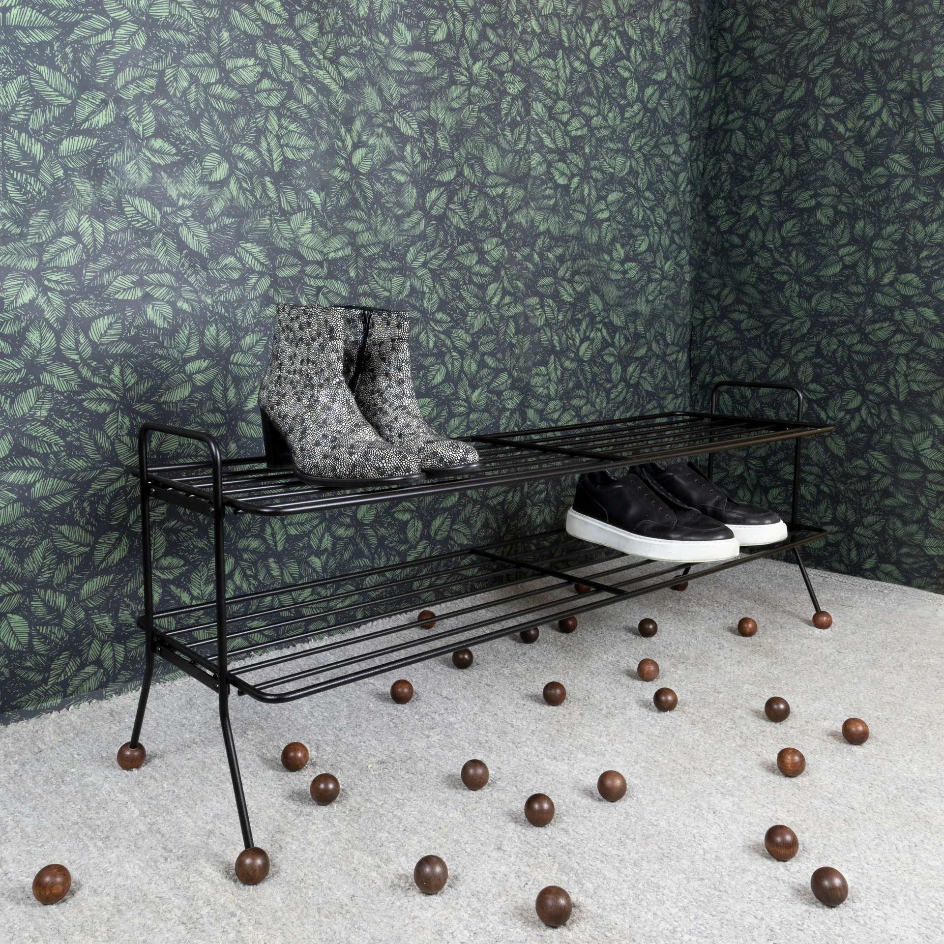 Bill Shoe Shelf L, Sort/Mørkebrun Maze