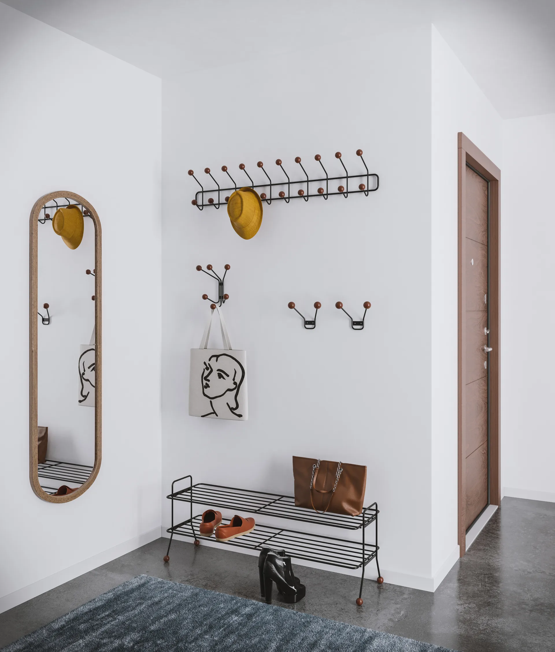 Bill Shoe Shelf L, Sort/Mørkebrun Maze