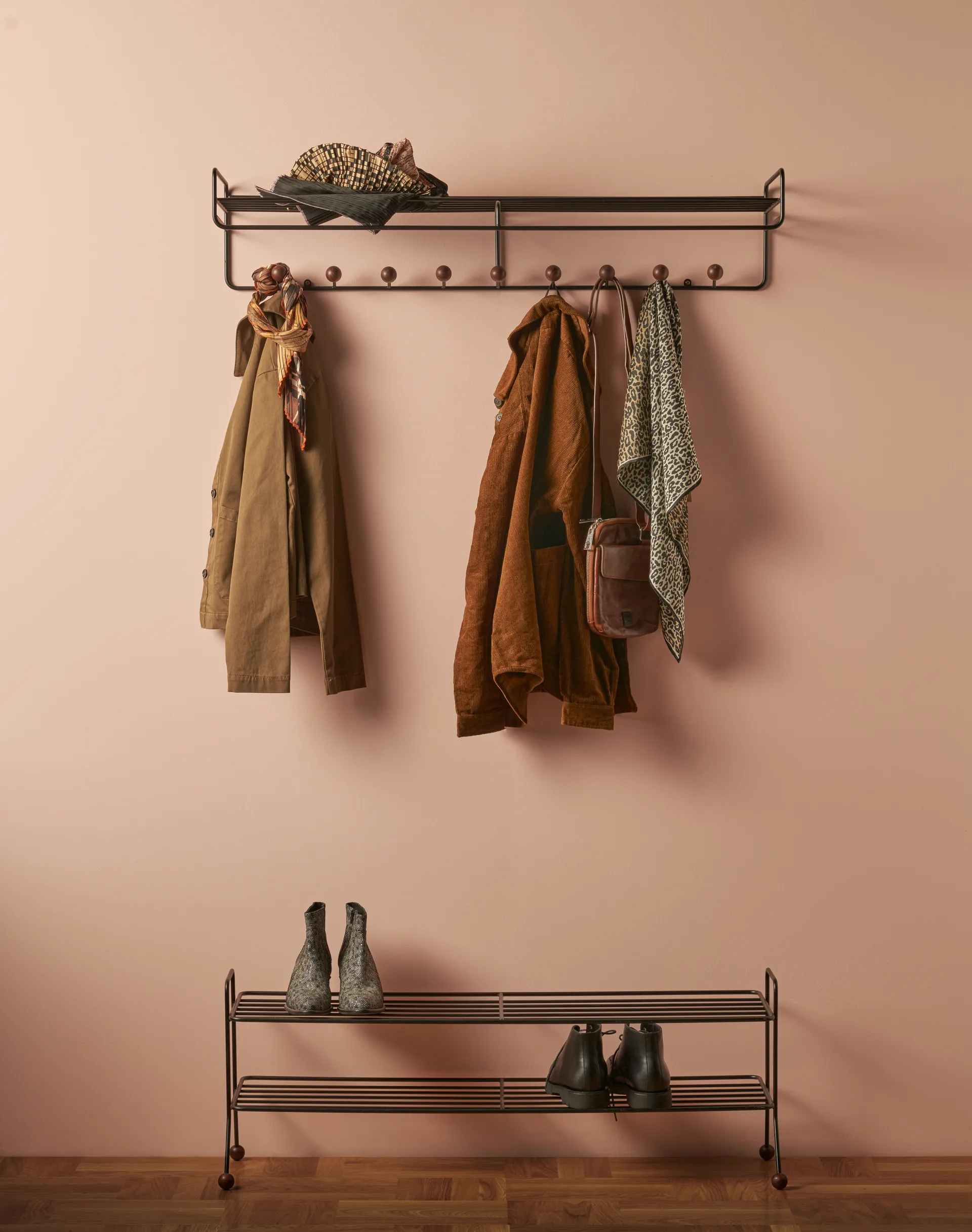 Bill Shoe Shelf L, Sort/Mørkebrun Maze