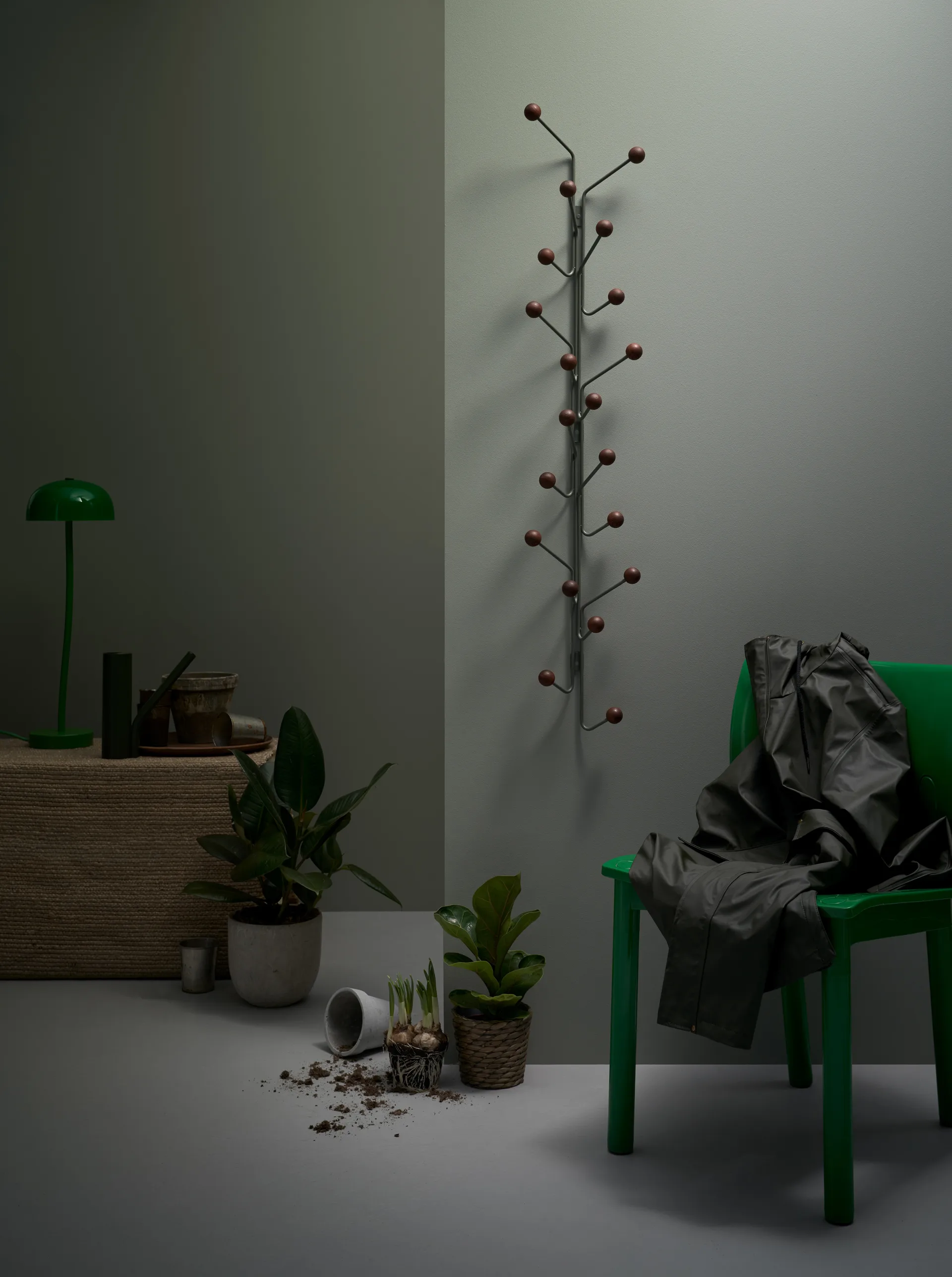 Bill Vertical knagerække, Grøn/Mørkebrun Maze