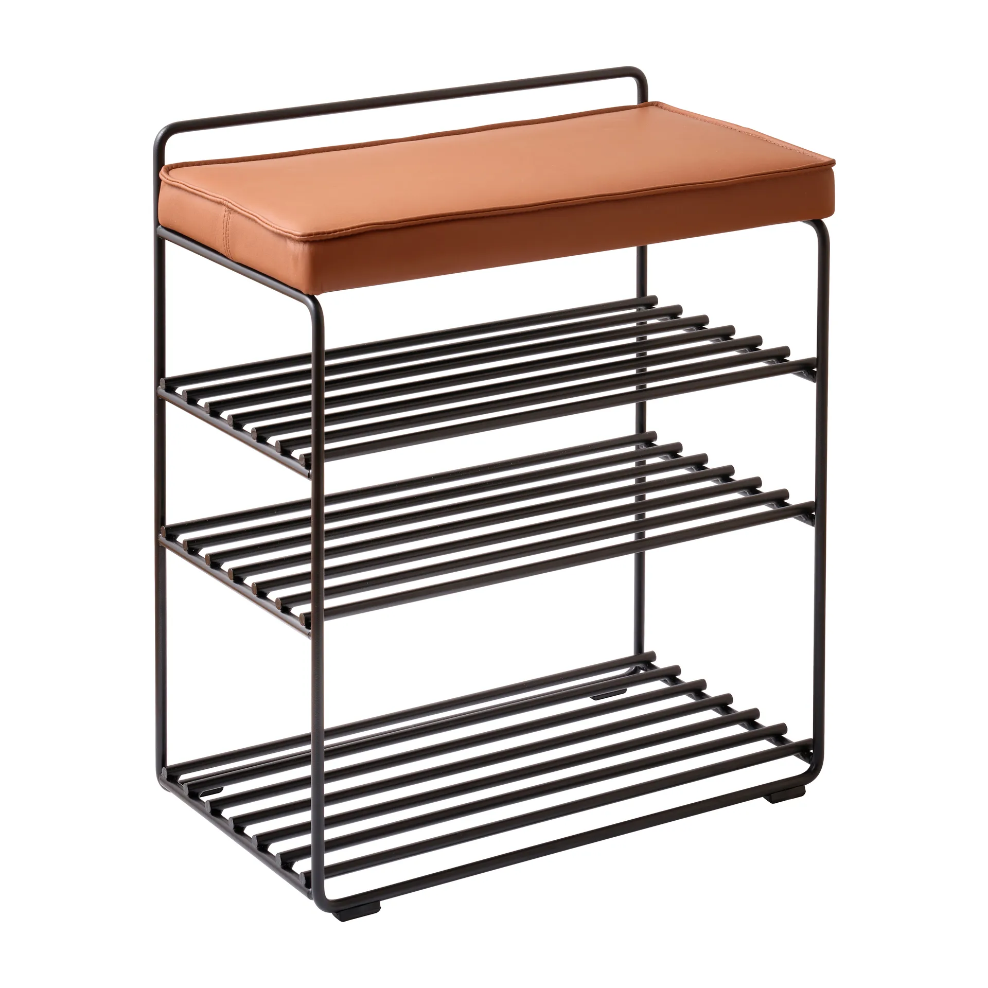 Lower East Seat hylder/skammel 50x28x58 cm, Black/Cognac leather Maze