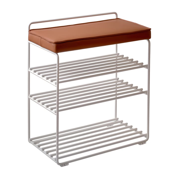 Lower East Seat hylder/skammel 50x28x58 cm - White/Cognac leather - Maze