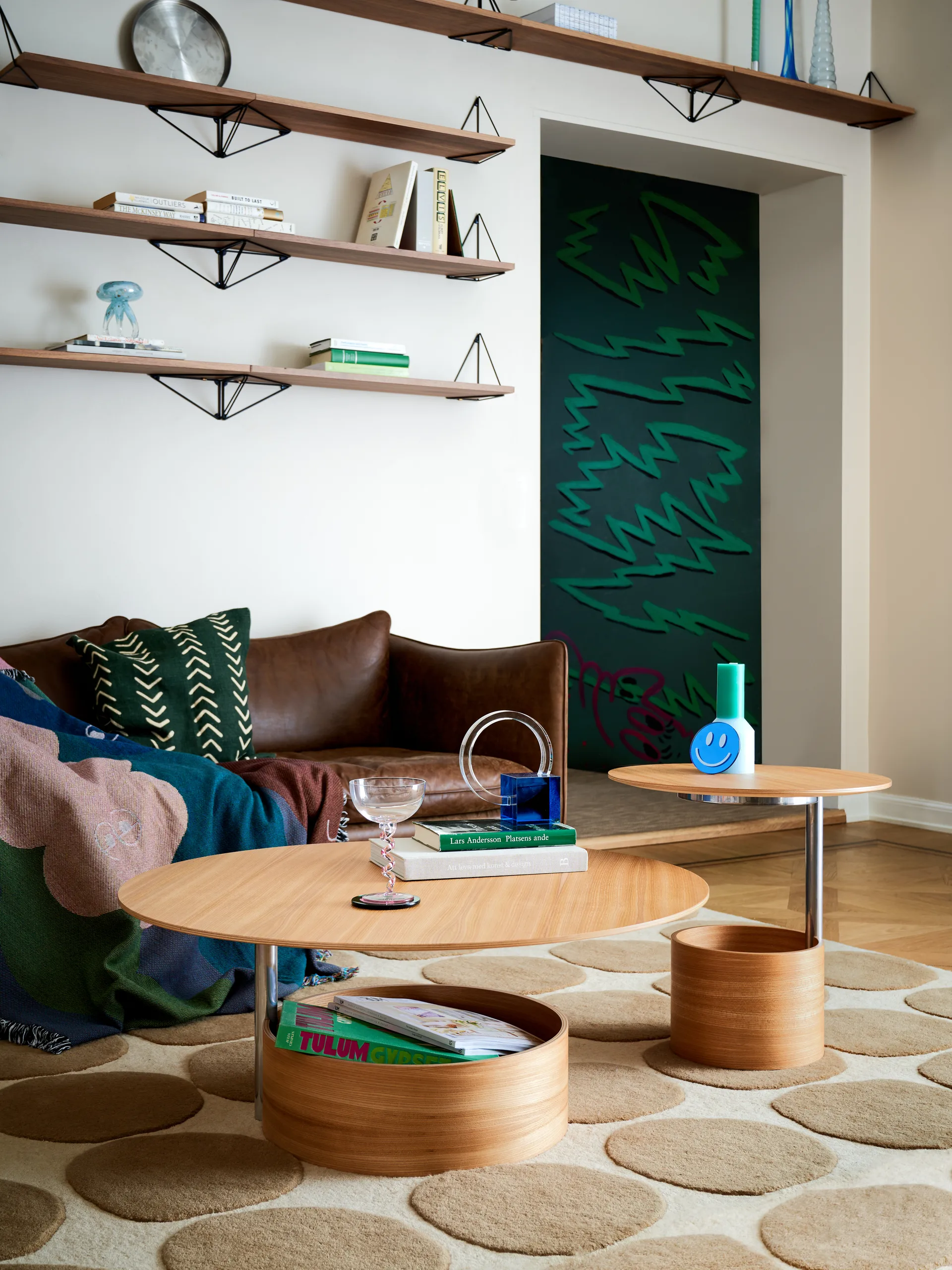 Parasol L sofabord Ø90 cm, Oak Maze