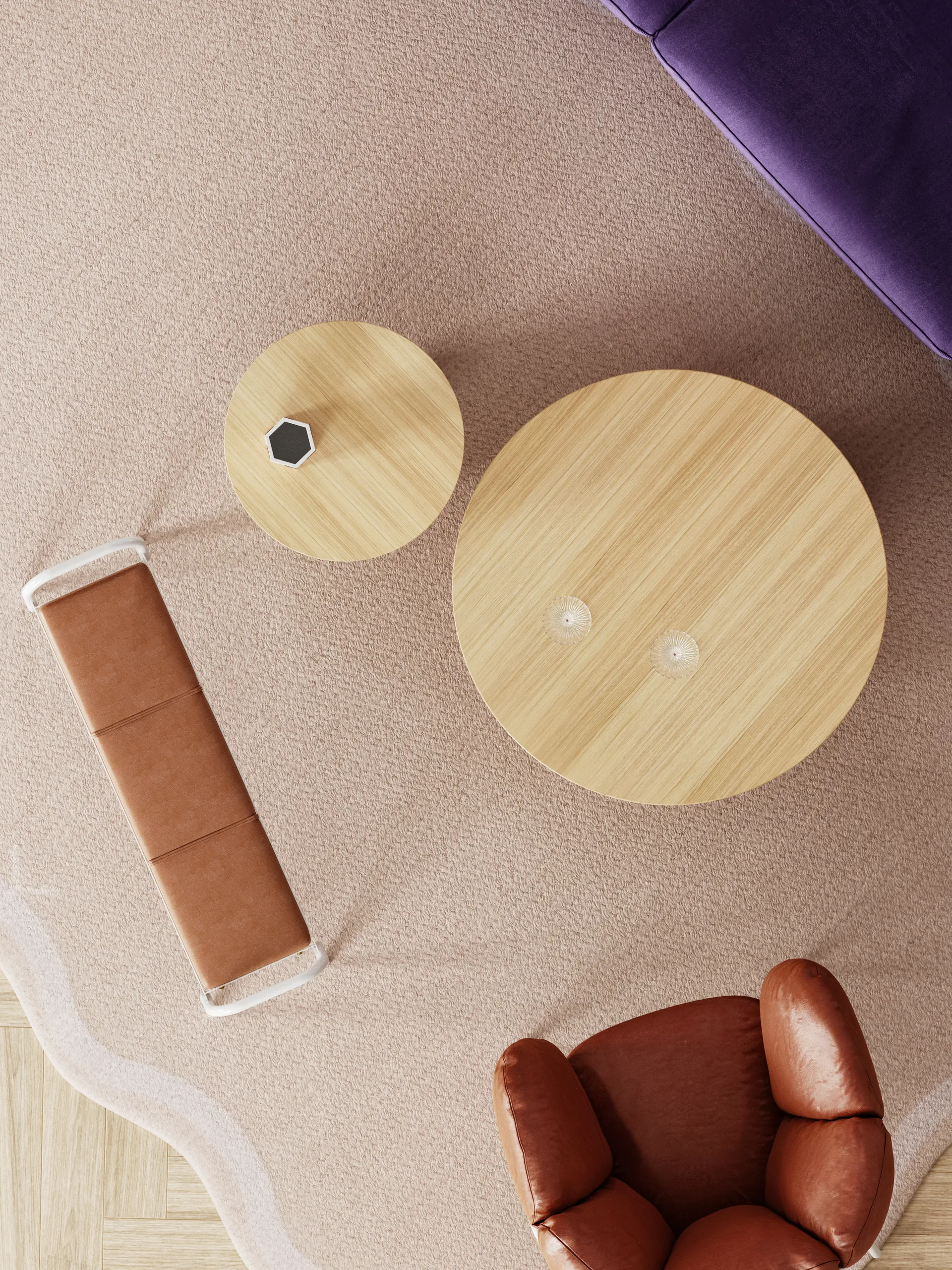 Parasol L sofabord Ø90 cm, Oak Maze