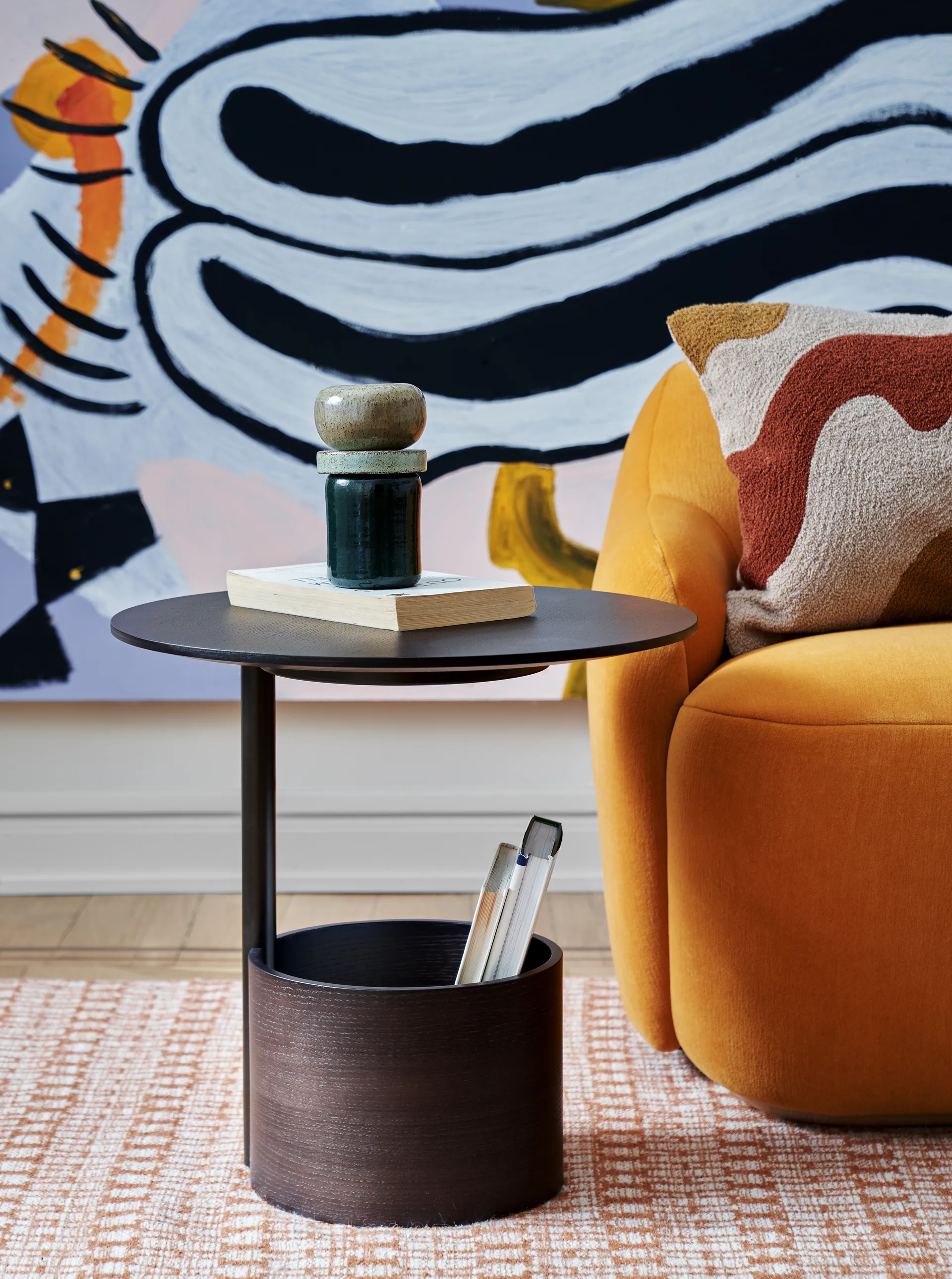 Parasol S sofabord Ø50 cm, Dark stained Oak Maze