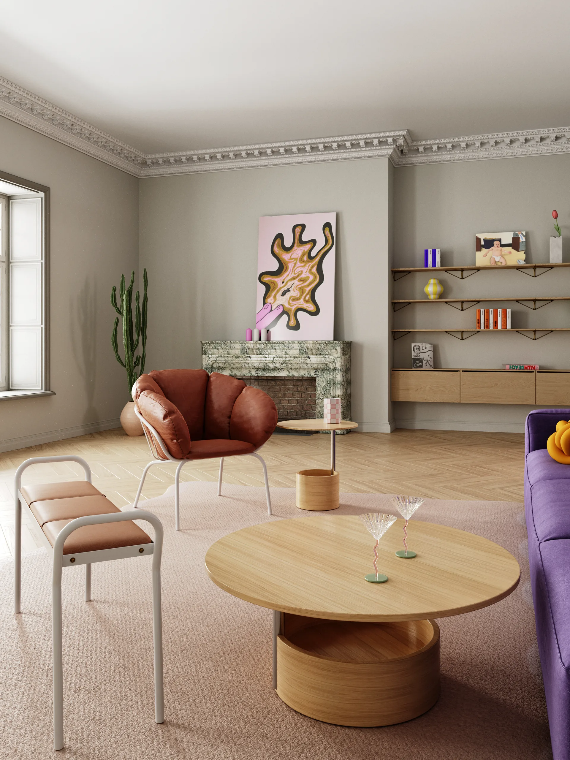 Parasol S sofabord Ø50 cm, Oak Maze