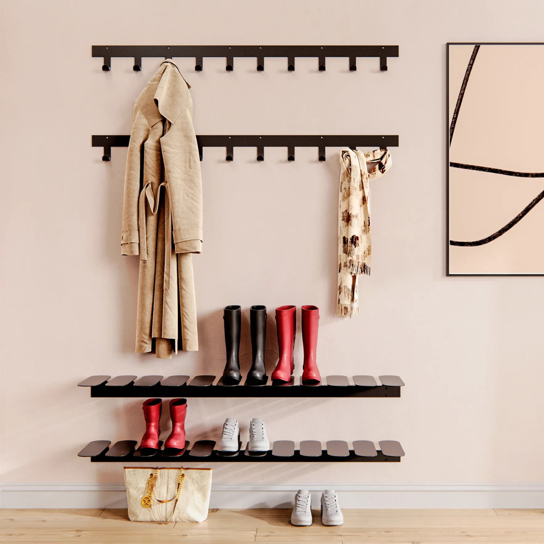 Step skohylde, sort Maze