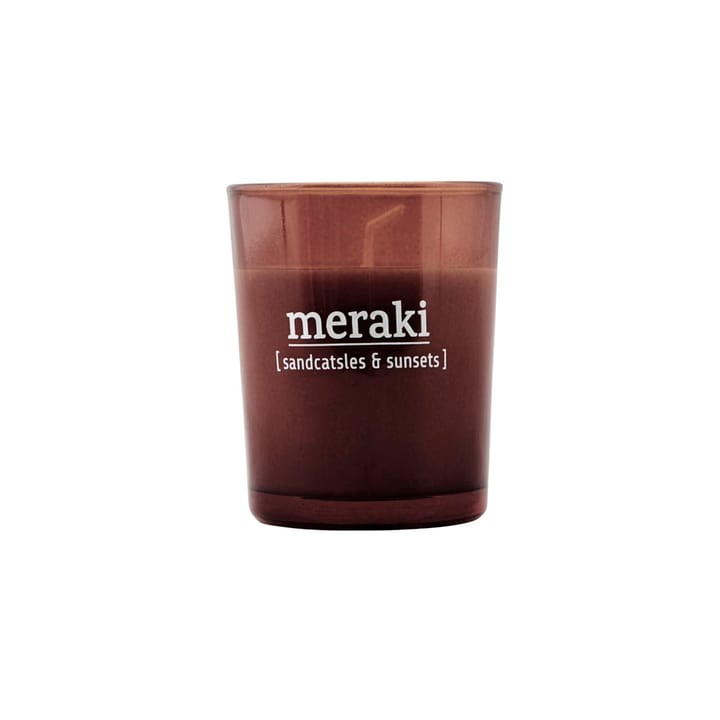 Meraki duftlys brunt glas 12 timer - Sandcastles & sunsets - Meraki
