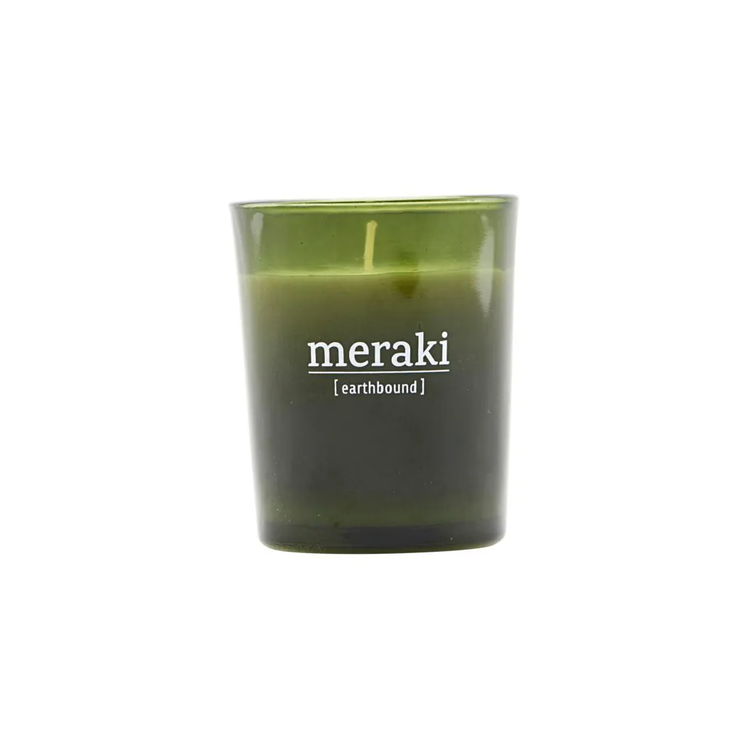Meraki duftlys grønt glas 12 timer, Earthbound Meraki