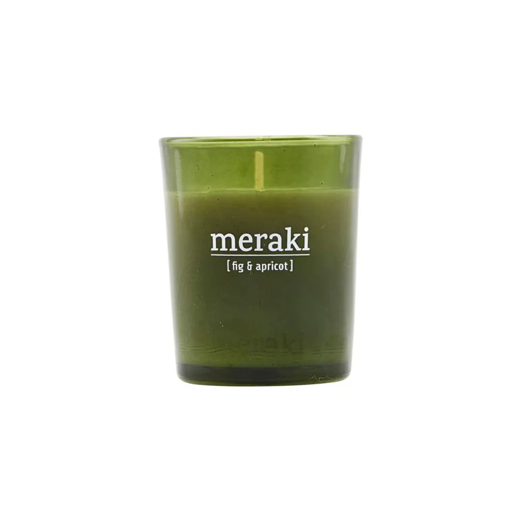 Meraki duftlys grønt glas 12 timer, Fig-apricot Meraki