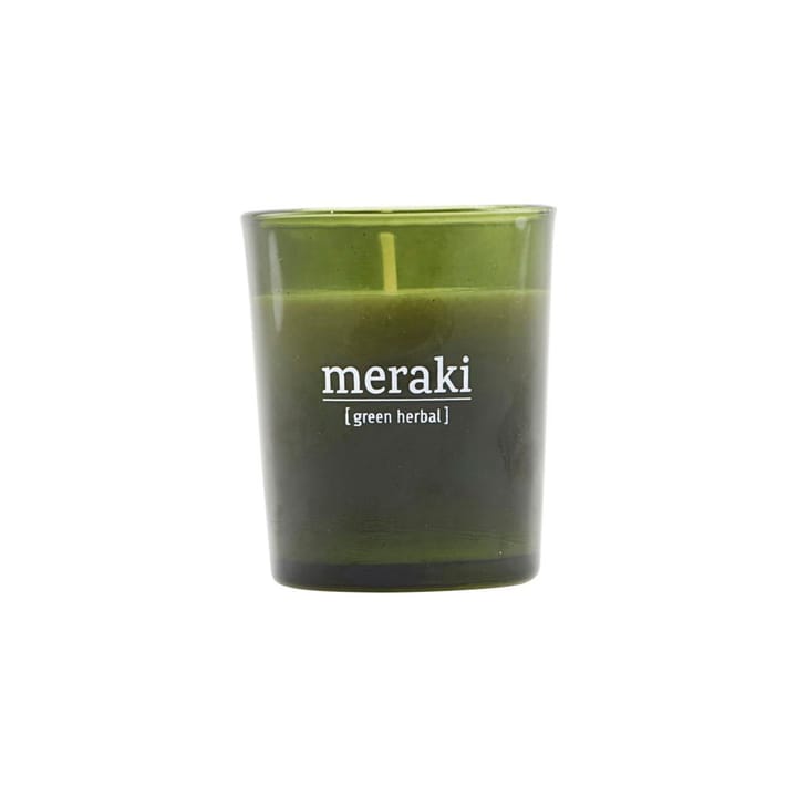 Meraki duftlys grønt glas 12 timer - Green herbal - Meraki