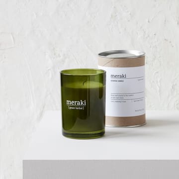 Meraki duftlys grønt glas 35 timer - Green herbal - Meraki