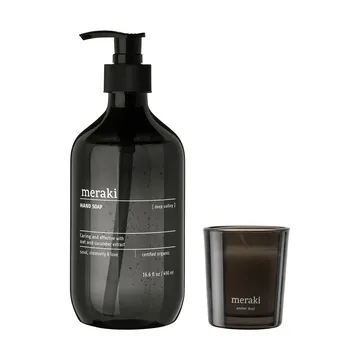 Meraki gavesæt håndsæbe og duftlys - Deep valley-Amber dust - Meraki