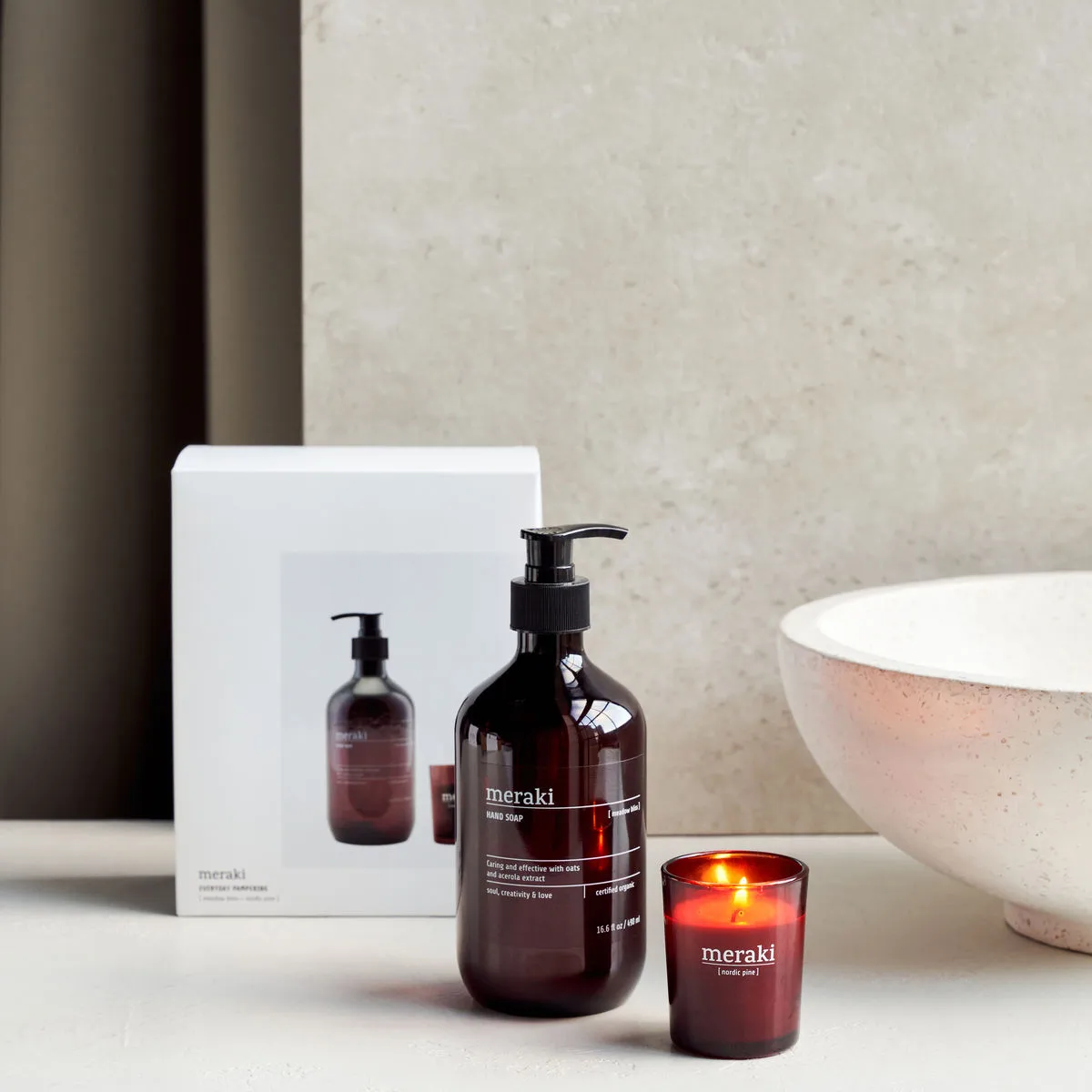 Meraki gavesæt håndsæbe og duftlys, Everyday pampering Meraki