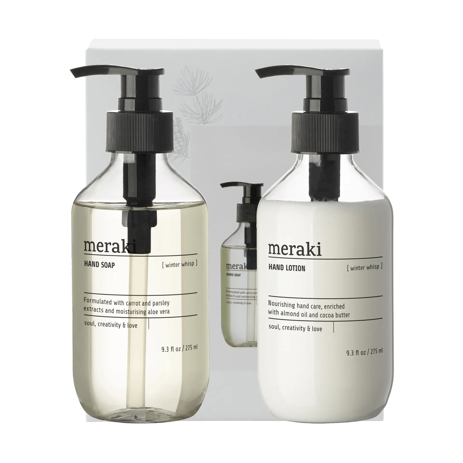 Meraki gavesæt, håndsæbe og håndlotion, Winter whisp Meraki