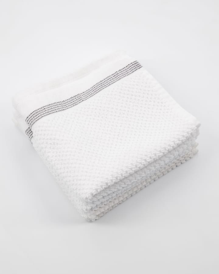 Meraki håndklæde hvid med grå streg 3-pak - 30x30 cm - Meraki