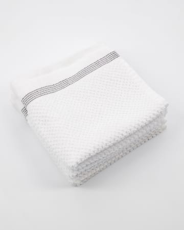 Meraki håndklæde hvid med grå streg 3-pak - 30x30 cm - Meraki
