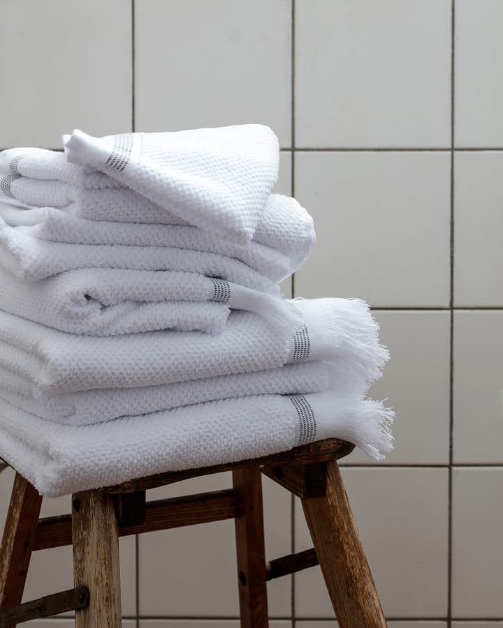 Meraki håndklæde hvid med grå streg 3-pak - 30x30 cm - Meraki