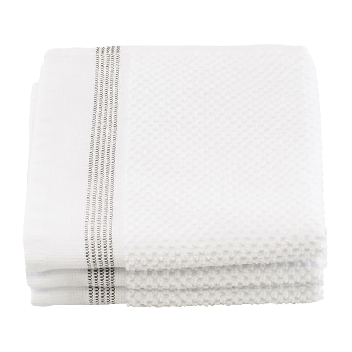 Meraki håndklæde hvid med grå streg 3-pak - 30x30 cm - Meraki