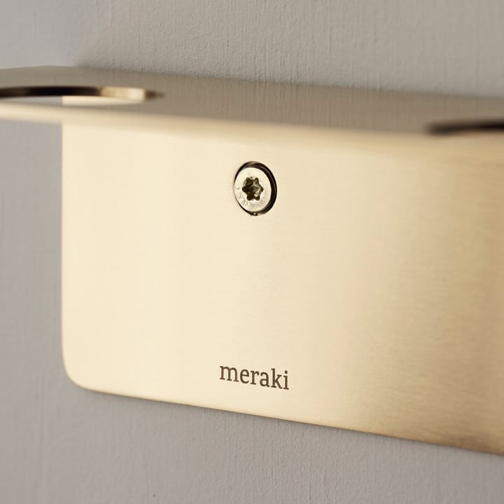 Meraki hylde med flaskeophæng og krog, Børstet messingfinish Meraki