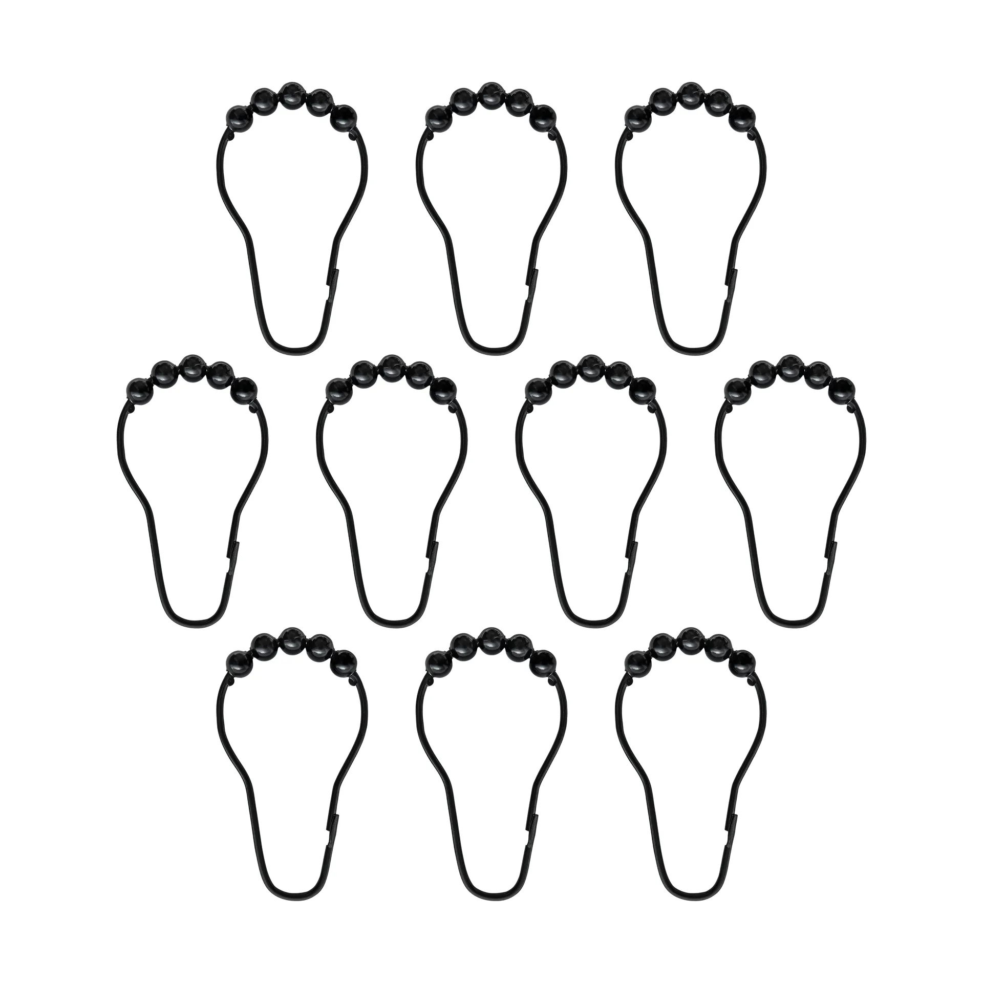 Aqua kroge til badeforhæng 10-pak, Sort Mette Ditmer