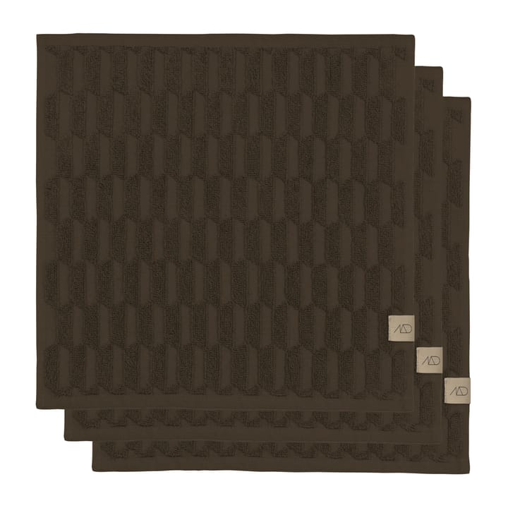 Geo håndklæde 30x30 cm 3-pak - Chocolate - Mette Ditmer
