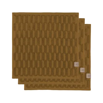 Geo håndklæde 30x30 cm 3-pak - Curry - Mette Ditmer