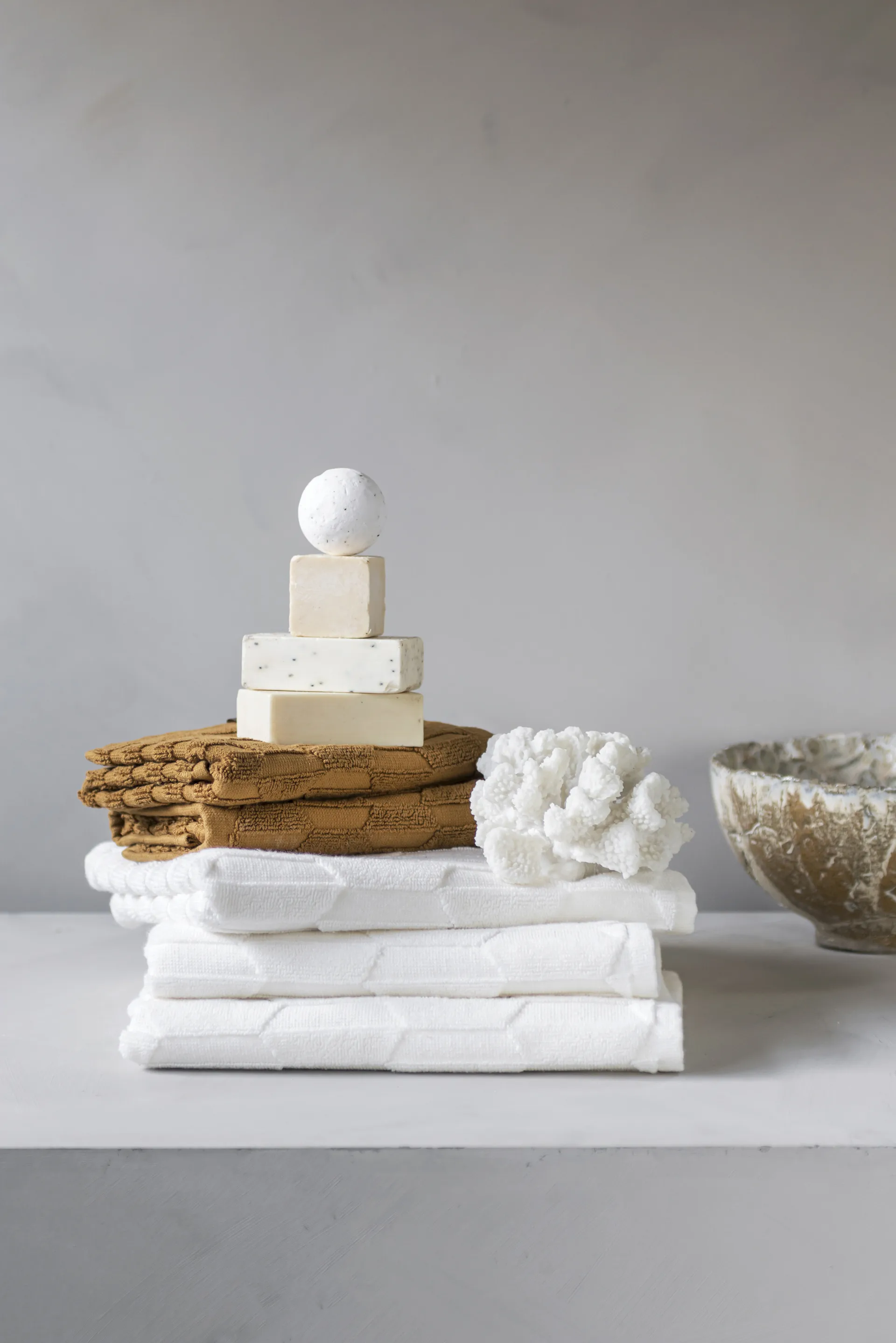 Geo håndklæde 30x30 cm 3-pak, Curry Mette Ditmer