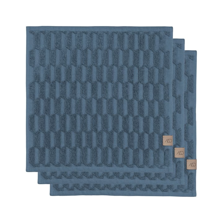 Geo håndklæde 30x30 cm 3-pak - Slate blue - Mette Ditmer
