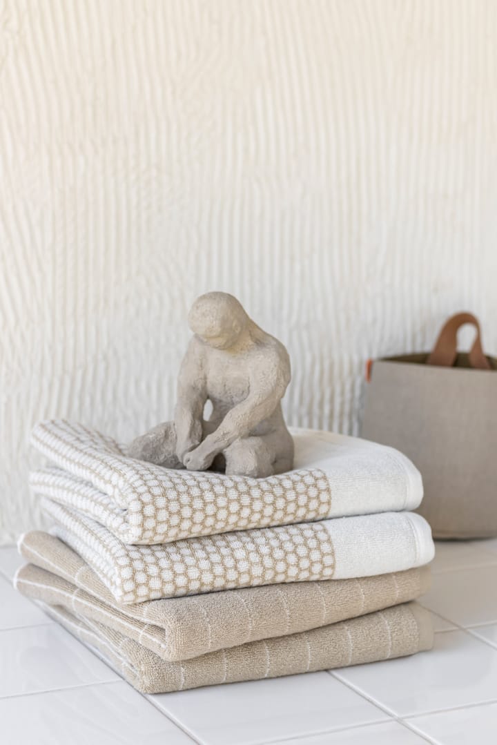 Grid gæstehåndklæde 38x60 cm 2-pak - Sand/Offwhite - Mette Ditmer