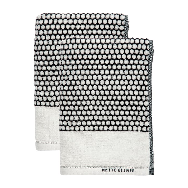 Grid gæstehåndklæde 38x60 cm 2-pak - Sort/Offwhite - Mette Ditmer