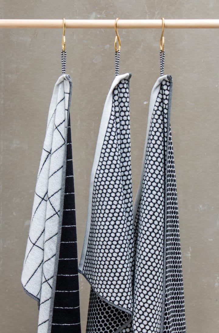 Grid gæstehåndklæde 38x60 cm 2-pak, Sort/Offwhite Mette Ditmer