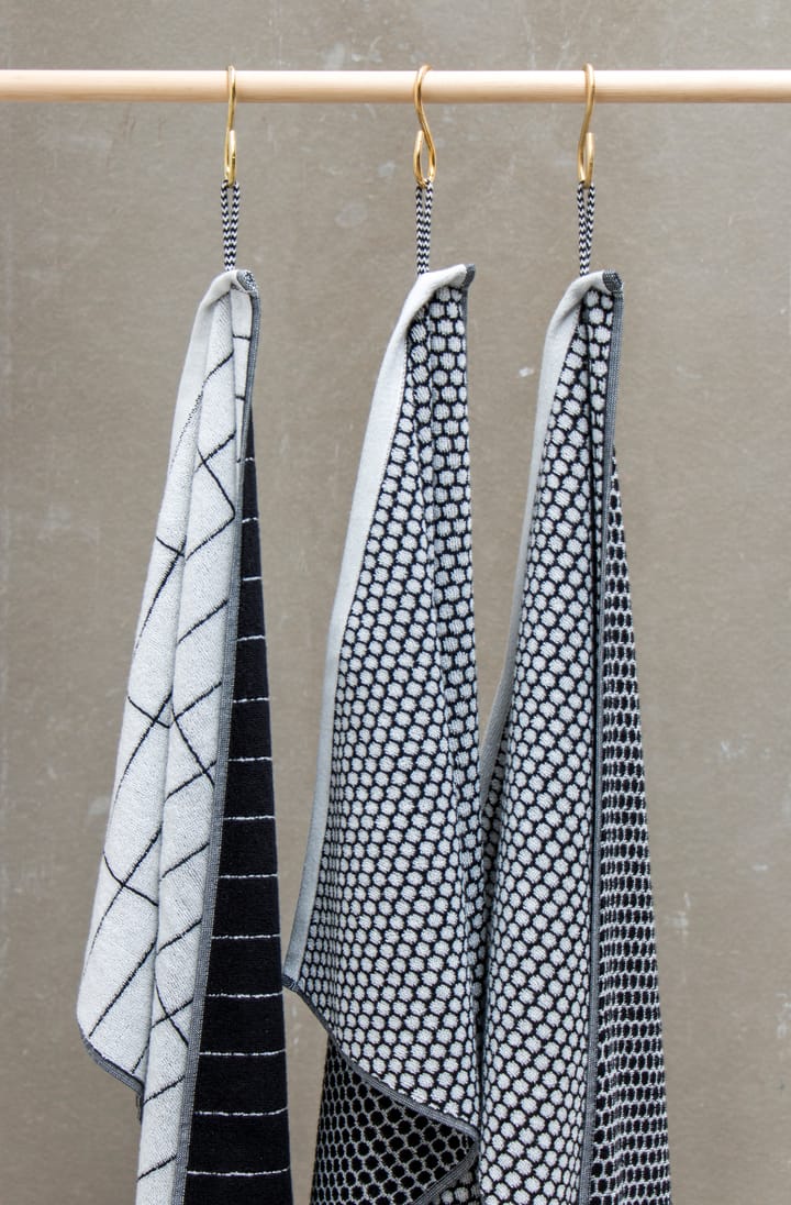 Grid gæstehåndklæde 38x60 cm 2-pak - Sort/Offwhite - Mette Ditmer