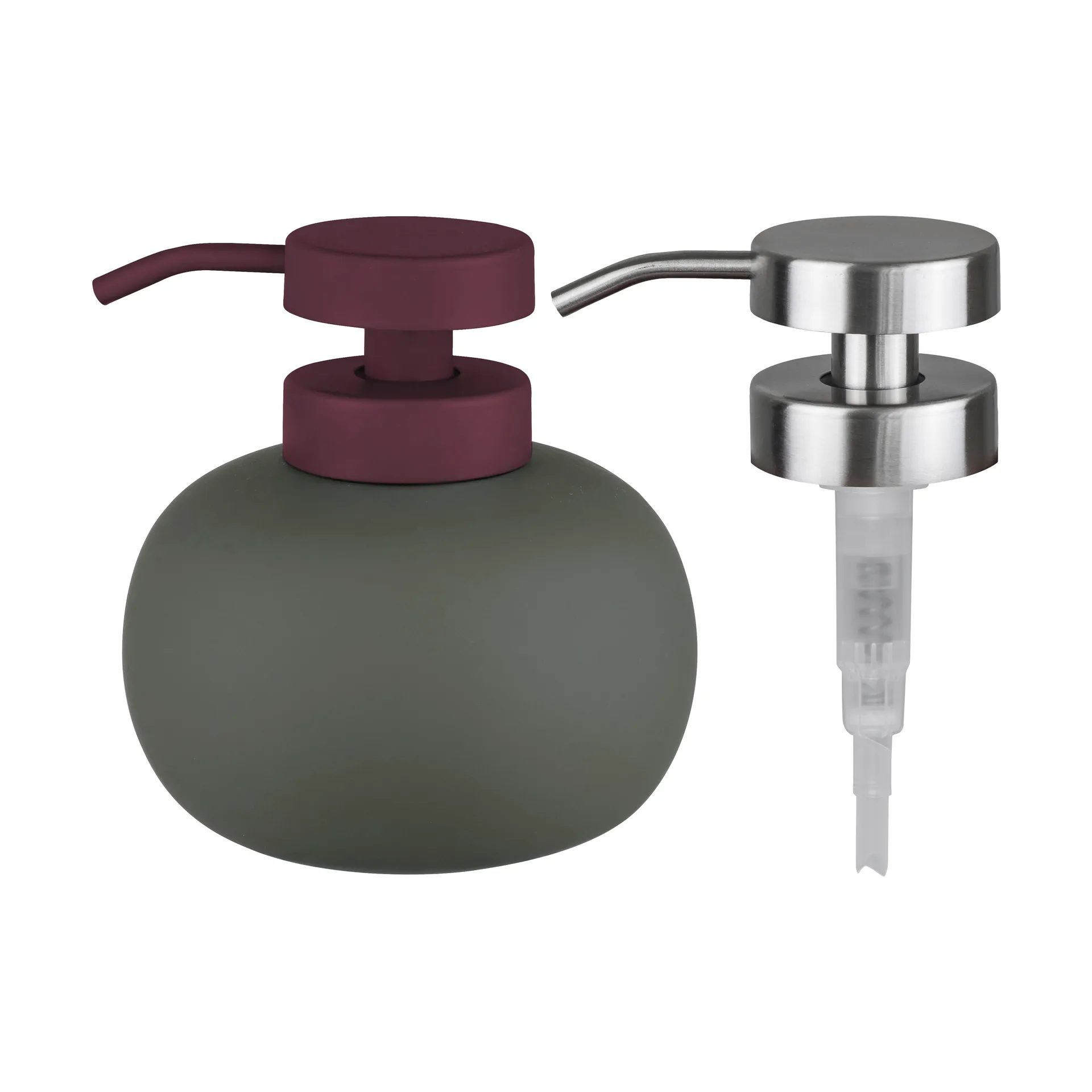 Lotus play sæbedispenser lav, inkl. 2 pumpehoveder, Dark olive Mette Ditmer