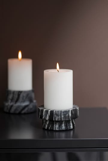 Marble lysestage til bloklys 5 cm - Sort/Grå - Mette Ditmer