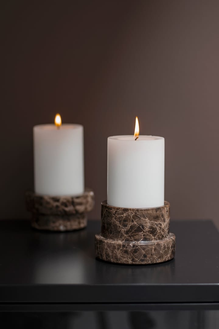 Marble lysestage til bloklys 6,5 cm, Brun Mette Ditmer