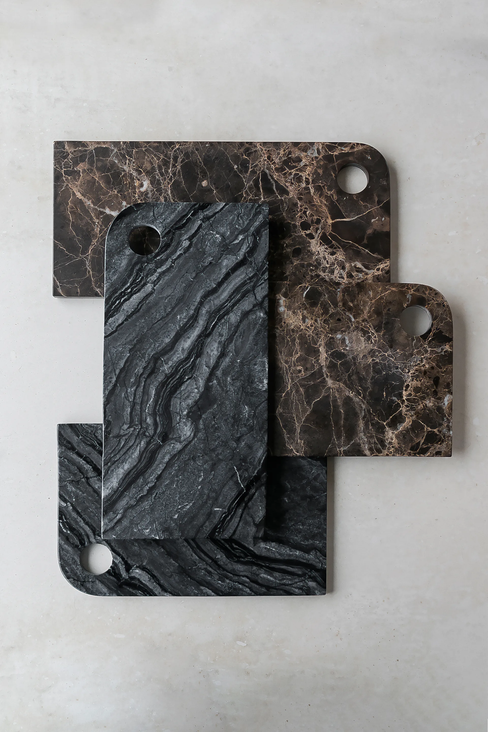 Marble serveringsbakke large 18x38 cm, Black-grey Mette Ditmer