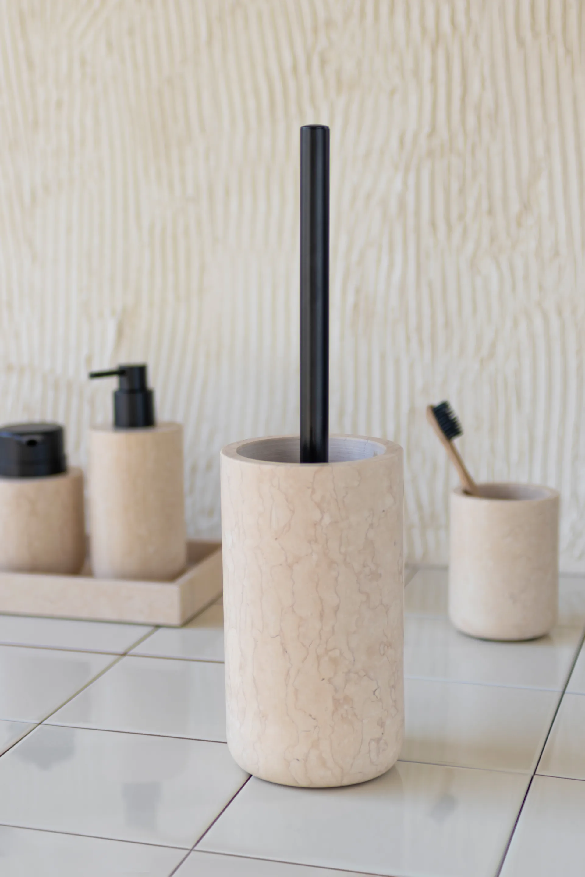 Marble toiletbørste 36 cm, Sand Mette Ditmer