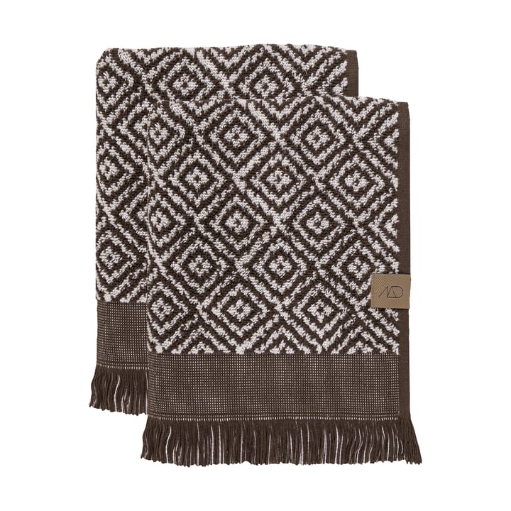 Morocco gæstehåndklæde 35x55 cm 2-pak - Chocolate-off-white - Mette Ditmer
