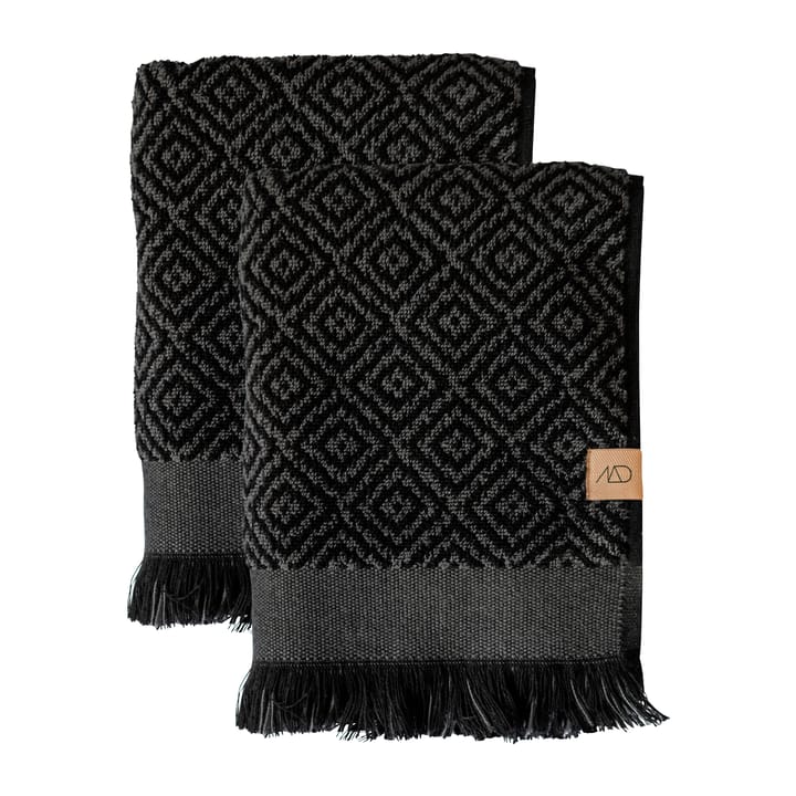 Morocco gæstehåndklæde 35x60 cm 2-pak - Black/Grey - Mette Ditmer