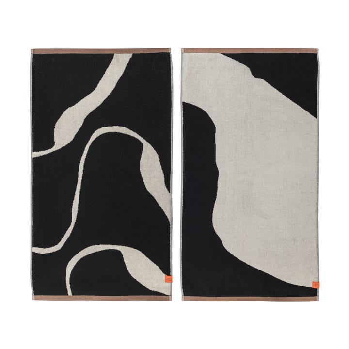 Nova Arte gæstehåndklæde 40x55 cm 2-pak - Black/Offwhite - Mette Ditmer