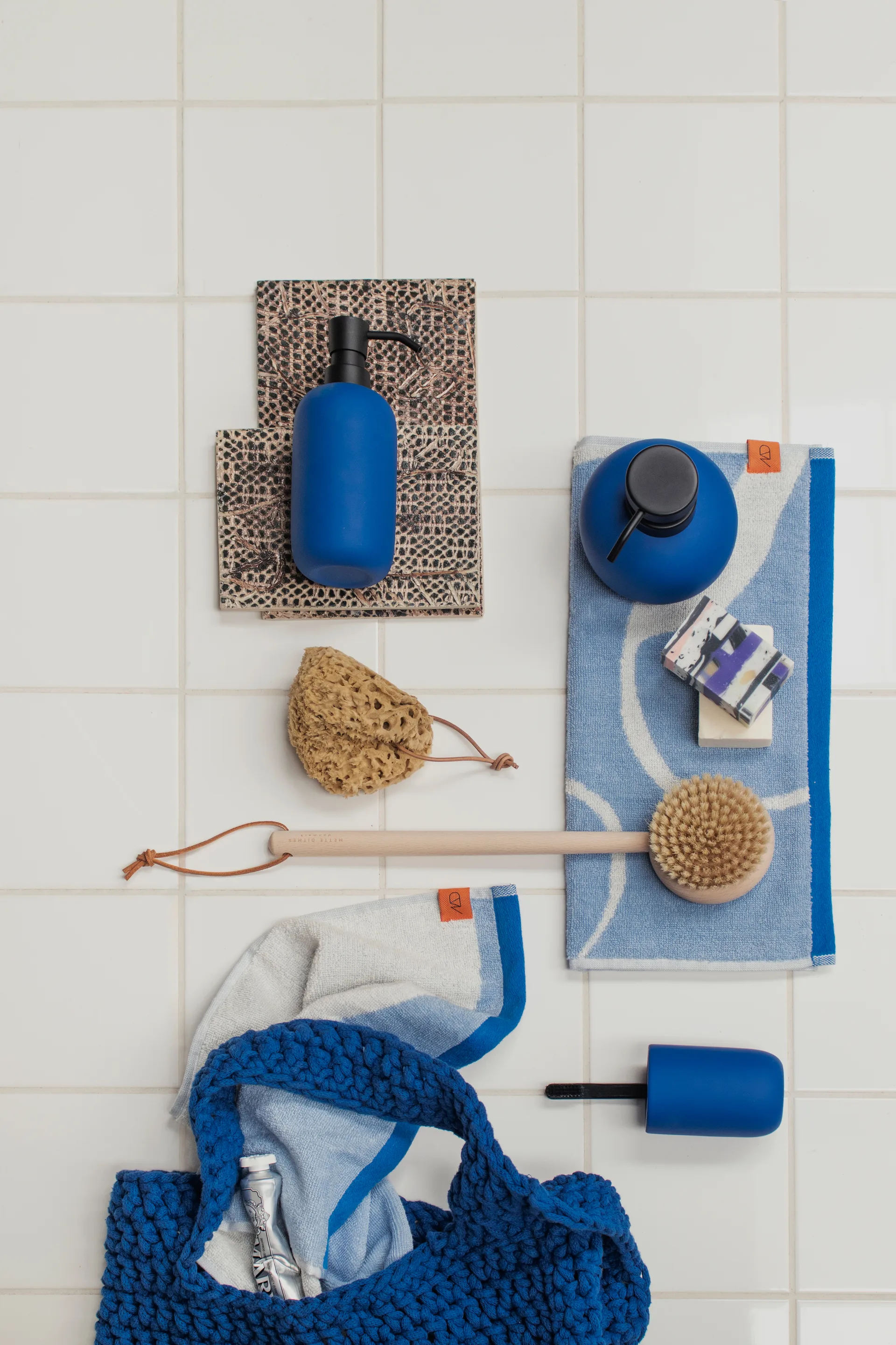 Nova Arte gæstehåndklæde 40x55 cm 2-pak, Light blue/Offwhite Mette Ditmer