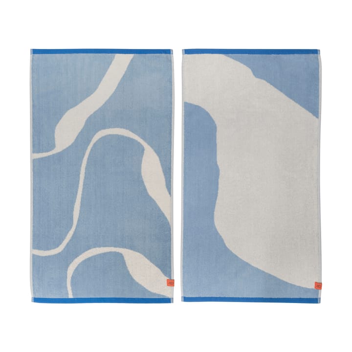 Nova Arte håndklæde 50x90 cm 2-pak - Light blue/Offwhite - Mette Ditmer