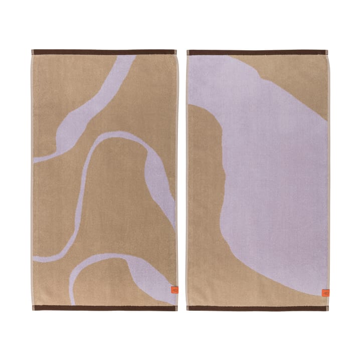 Nova Arte håndklæde 50x90 cm 2-pak - Sand/Lilac - Mette Ditmer