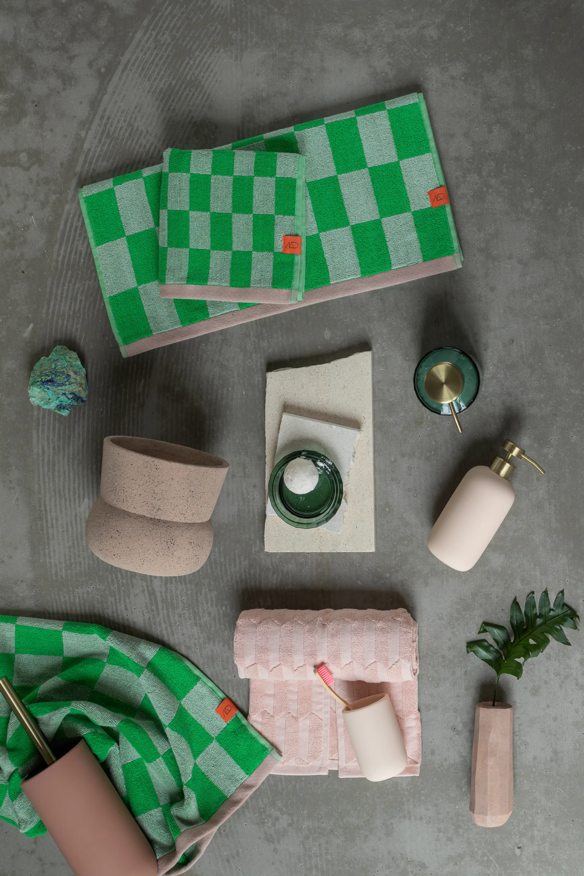 Retro gæstehåndklæde 40x55 cm 2-pak, Classic green Mette Ditmer