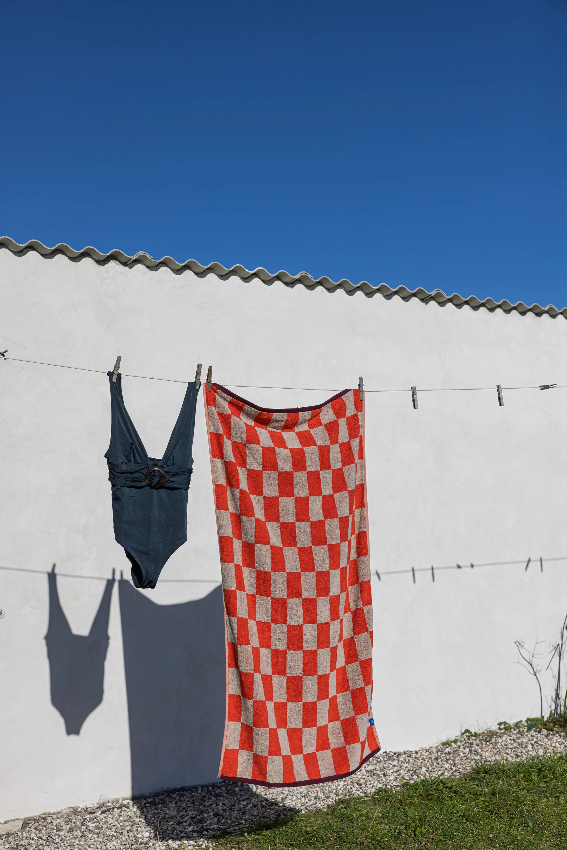 Retro gæstehåndklæde, Dark orange, 50x90 cm Mette Ditmer