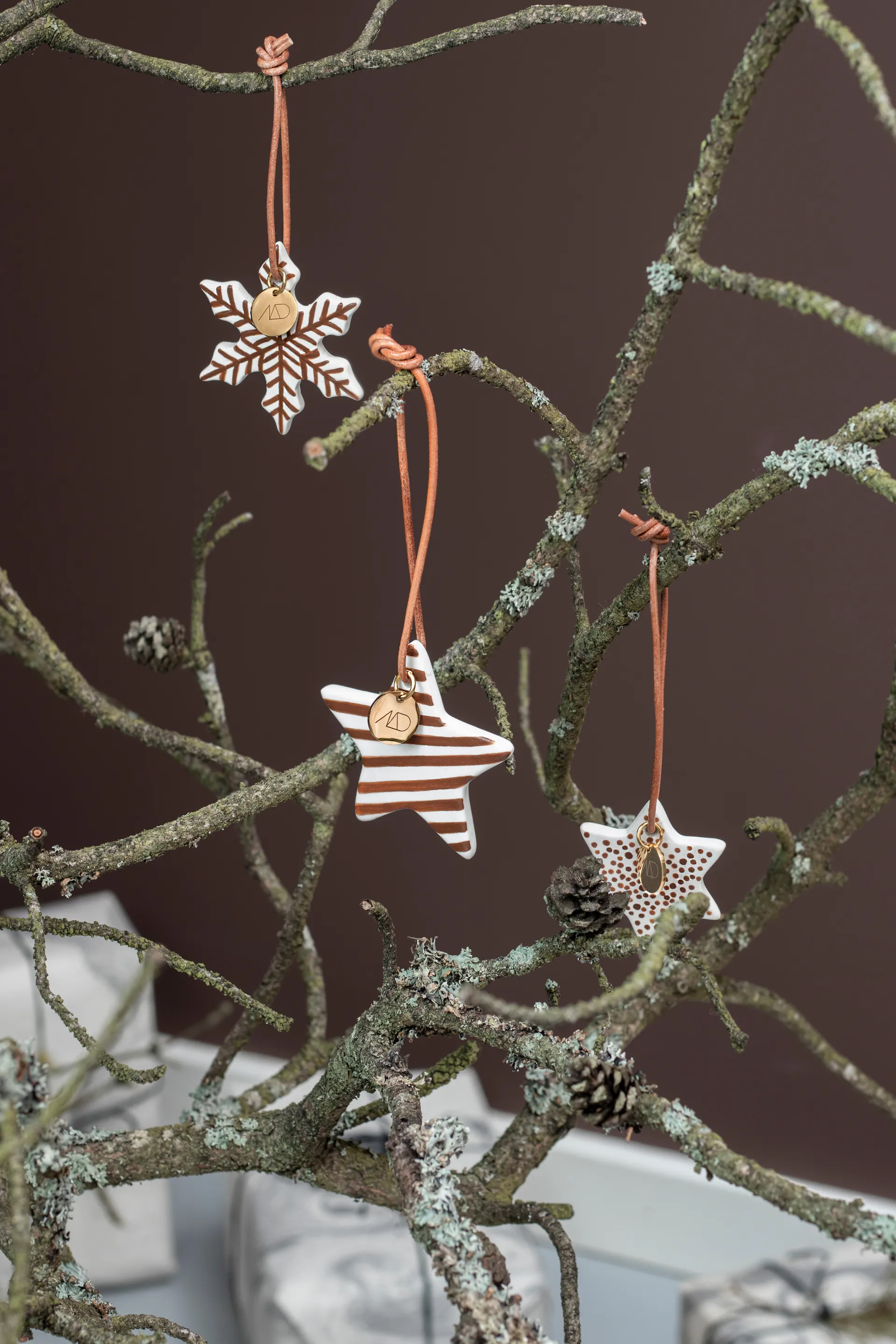 Star juletræsophæng 3 dele, Walnut Mette Ditmer