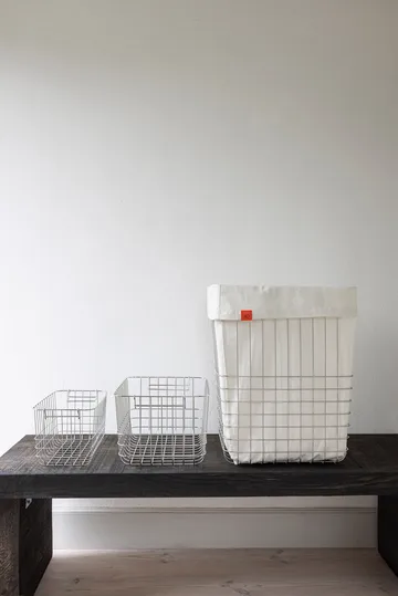 Store-it opbevaringskurv med bomuldspose large - Chrome - Mette Ditmer