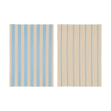 Stripes viskestykke 50x70 cm 2-pak - Blue-Beige (blå-beige), 50x70 cm - Mette Ditmer