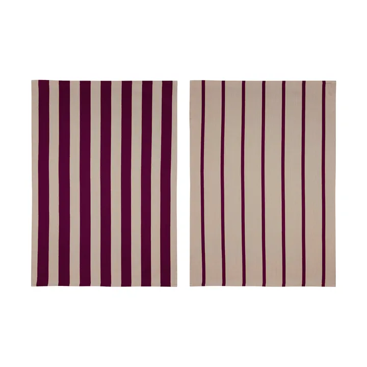 Stripes viskestykke 50x70 cm 2-pak - Red-Beige (rød-beige), 50x70 cm - Mette Ditmer